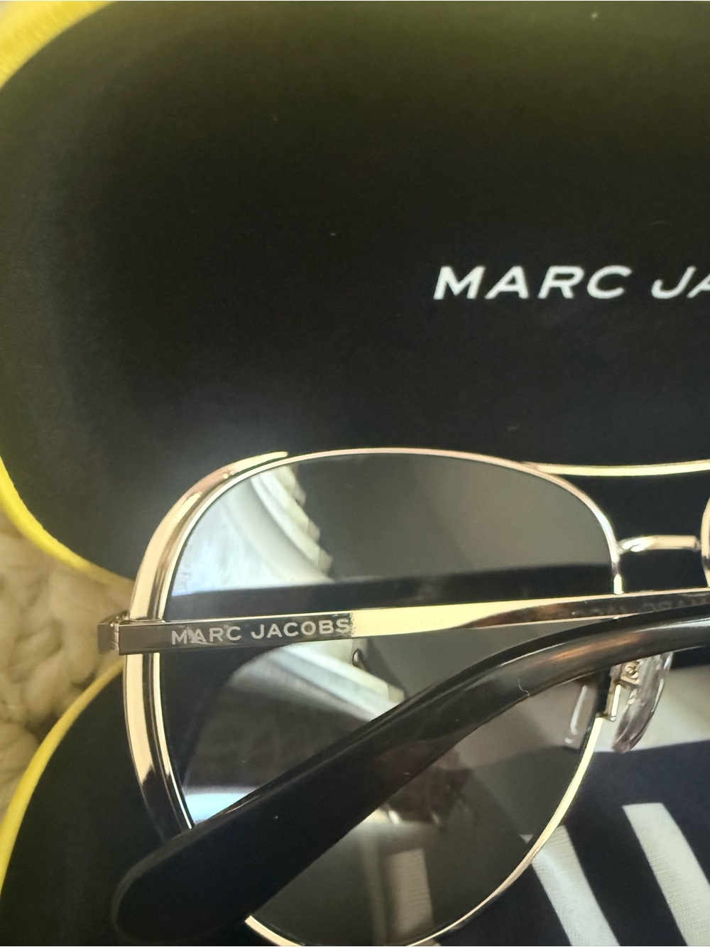 Marc Jacobs Gold Aviator Sunglasses with Black Gradient Lenses - Picture 2 of 5